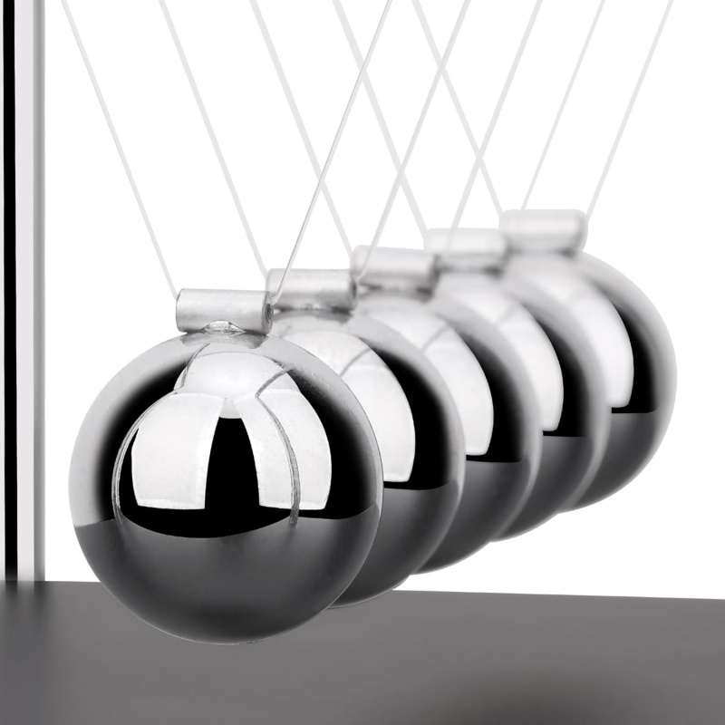 5 Large Beads Newton's Cradle Balance Balls Desk Toys - Image 2
