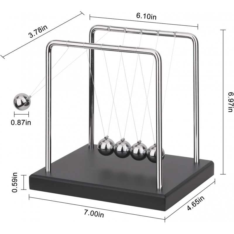 5 Large Beads Newton's Cradle Balance Balls Desk Toys - Image 5