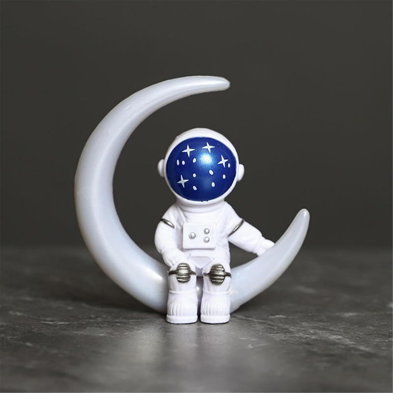 Blue White Astronaut Statues Set of 4 - Image 3