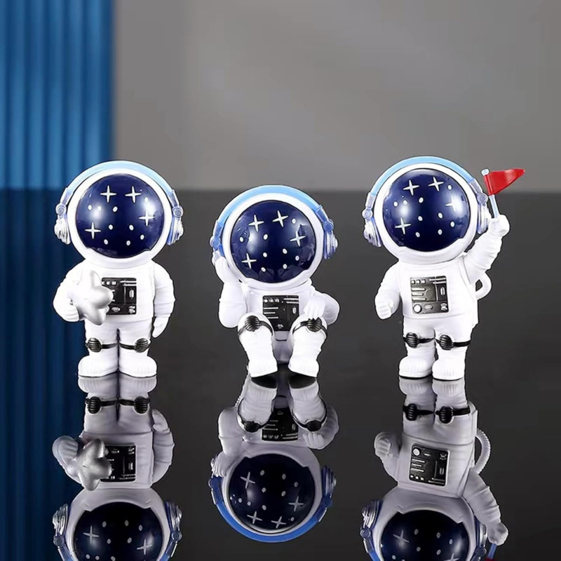 Blue White Astronaut Statues Set of 4 - Image 2