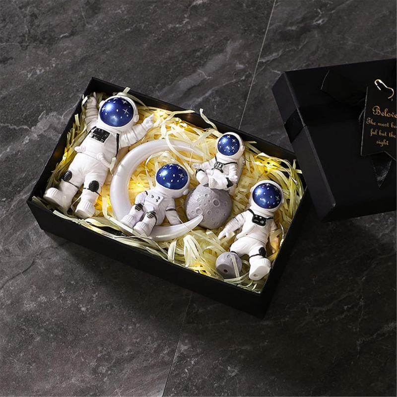 Blue White Astronaut Statues Set of 4 - Image 4