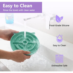 2 Pcs Silicone Slow Feeder Cat Bowl