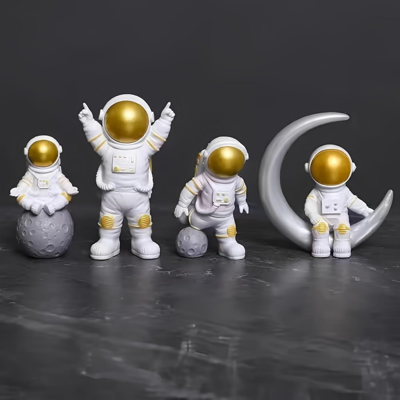 Blue White Astronaut Statues Set of 4 - Image 5