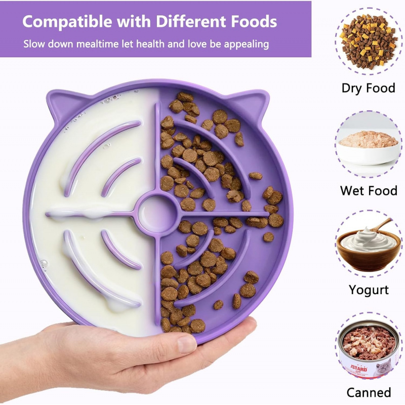 2 Pcs Silicone Slow Feeder Cat Bowl - Image 3