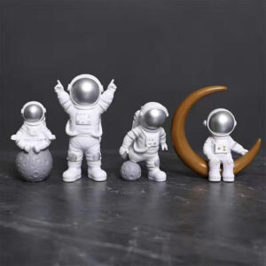 Blue White Astronaut Statues Set of 4