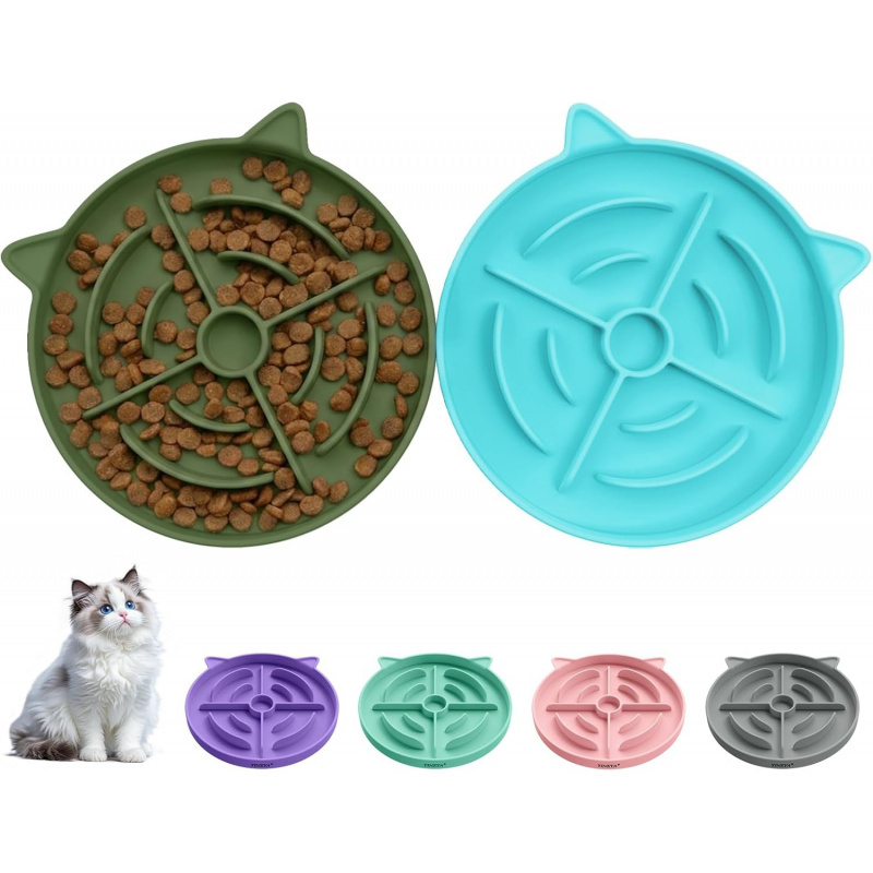 2 Pcs Silicone Slow Feeder Cat Bowl - Image 4